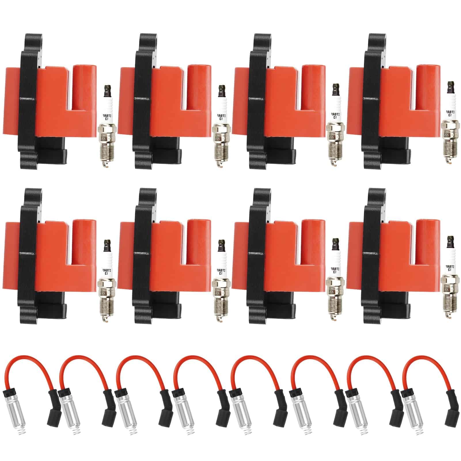 Paquete de bobina de encendido roja + bujías de iridio para