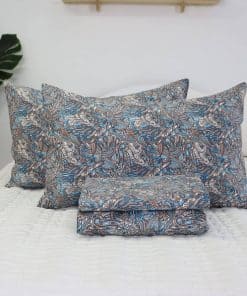 Juego de Sábanas Vintage Floral Shabby Boho Azul para Cama