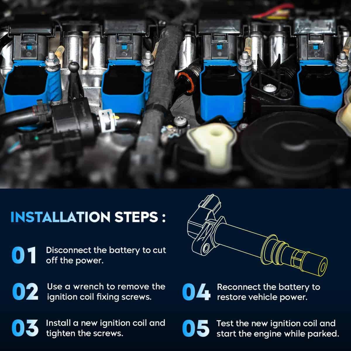 Paquete de Bobina de Encendido + Bujías de -19 8 Sets - Imagen 8