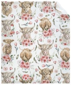 Manta Regalos de Vacas Highland JOCASA de Franela Ligera