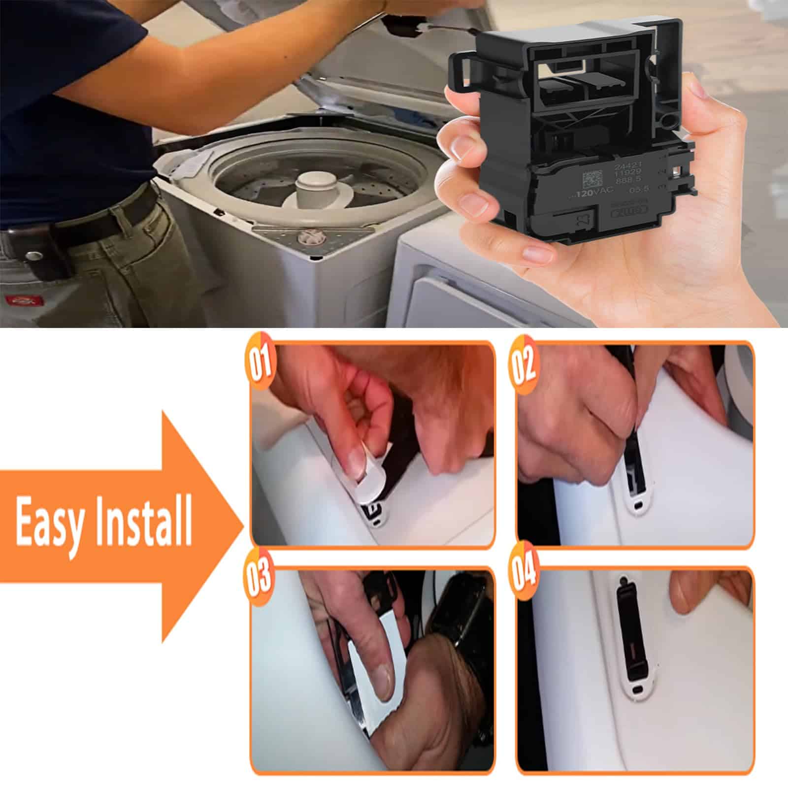 Switch de bloqueo de tapa de lavadora WH01X27954 compatible - Imagen 7