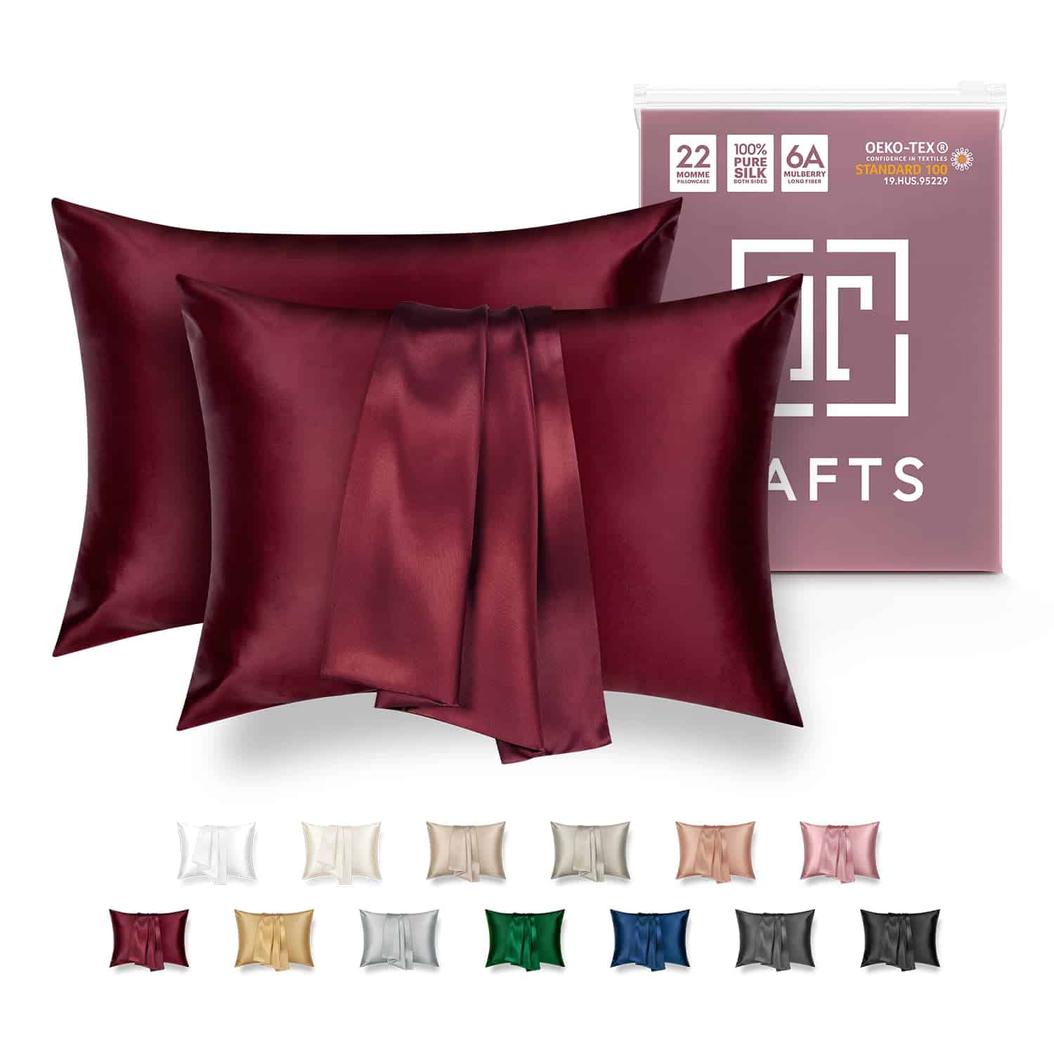 Fundas de Almohada de Seda Tafts - 22mm 100% Pura Seda de