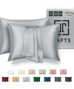 Funda de Almohada de Seda Tafts - 22mm 100% -Gris Plateado