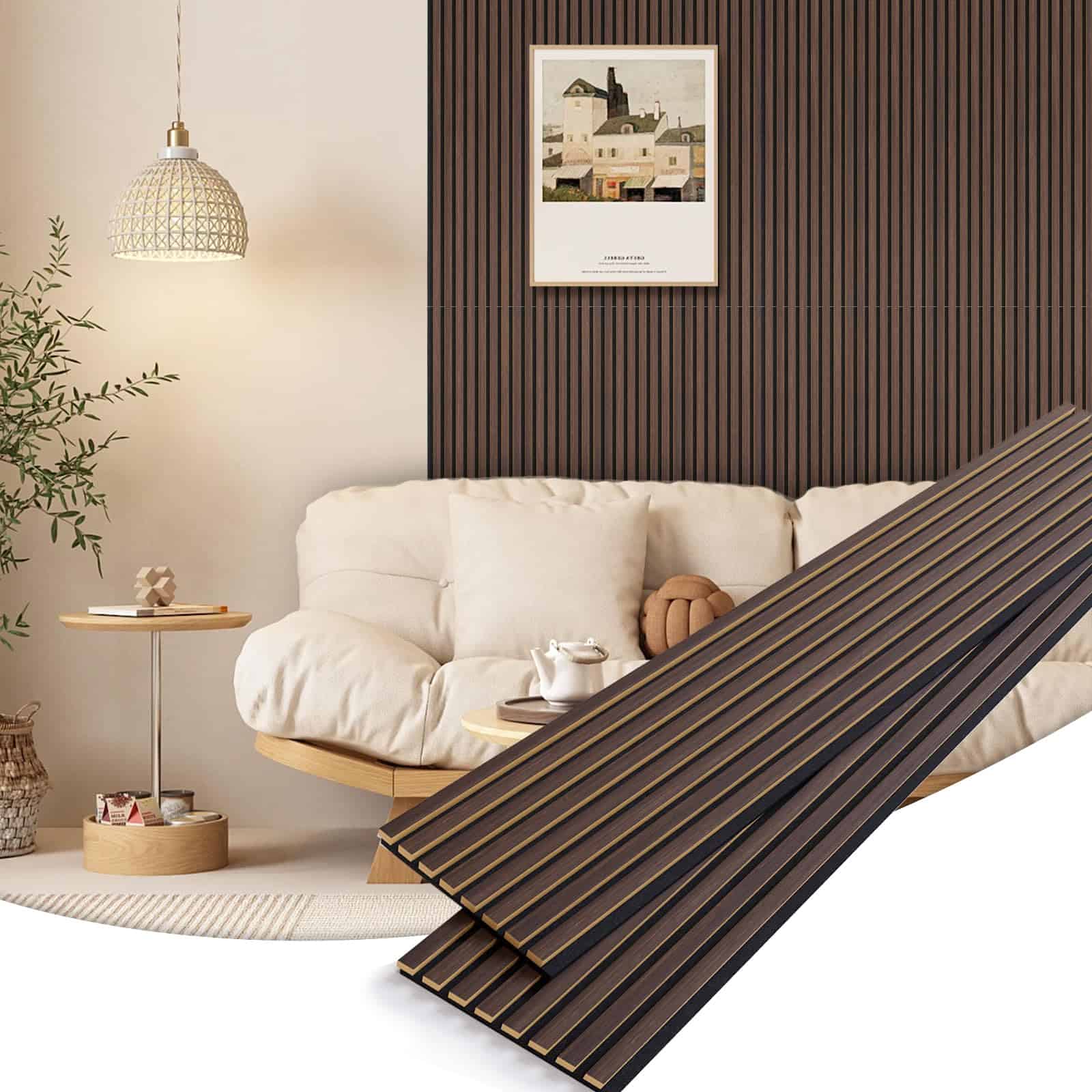 Panel de Pared de Listones de Madera Bobobier, Paquete de 2