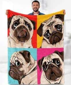 Manta de Pug para Niños y Adultos - Mantas Cálidas y Suaves