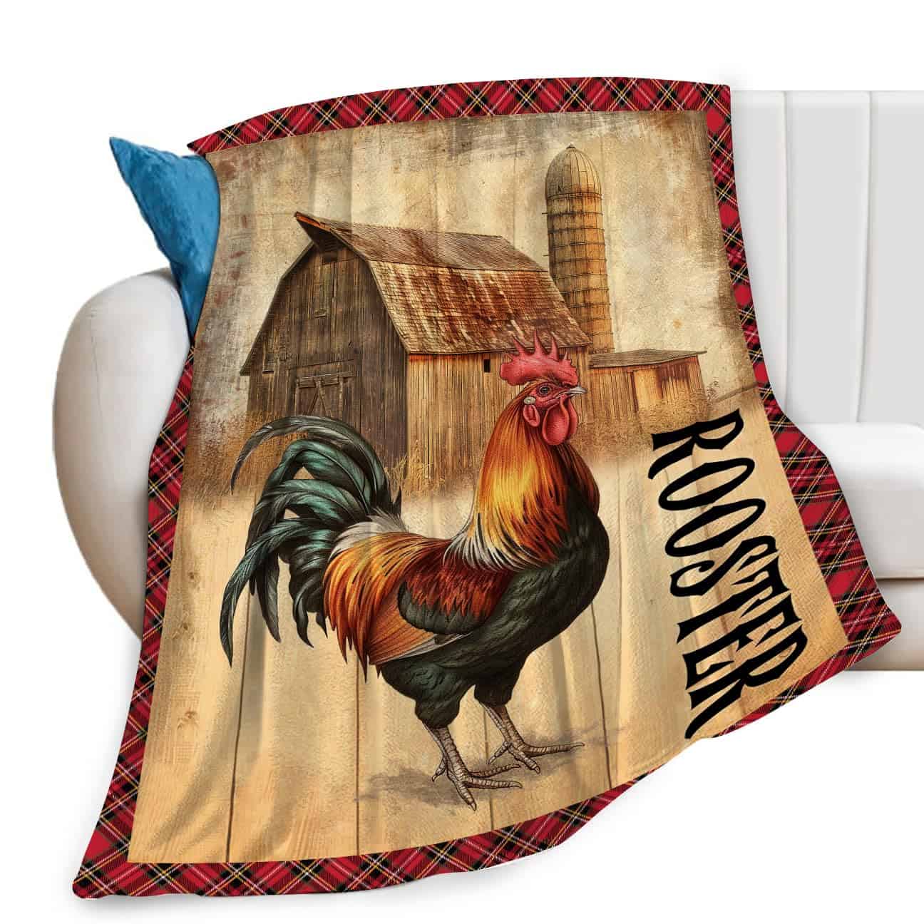 Manta de Gallo de Granja Estampado de Granero País de