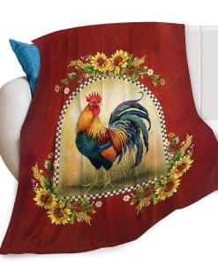 Manta Rooster Farmhouse Chicken Sunflower Farm Country Roja