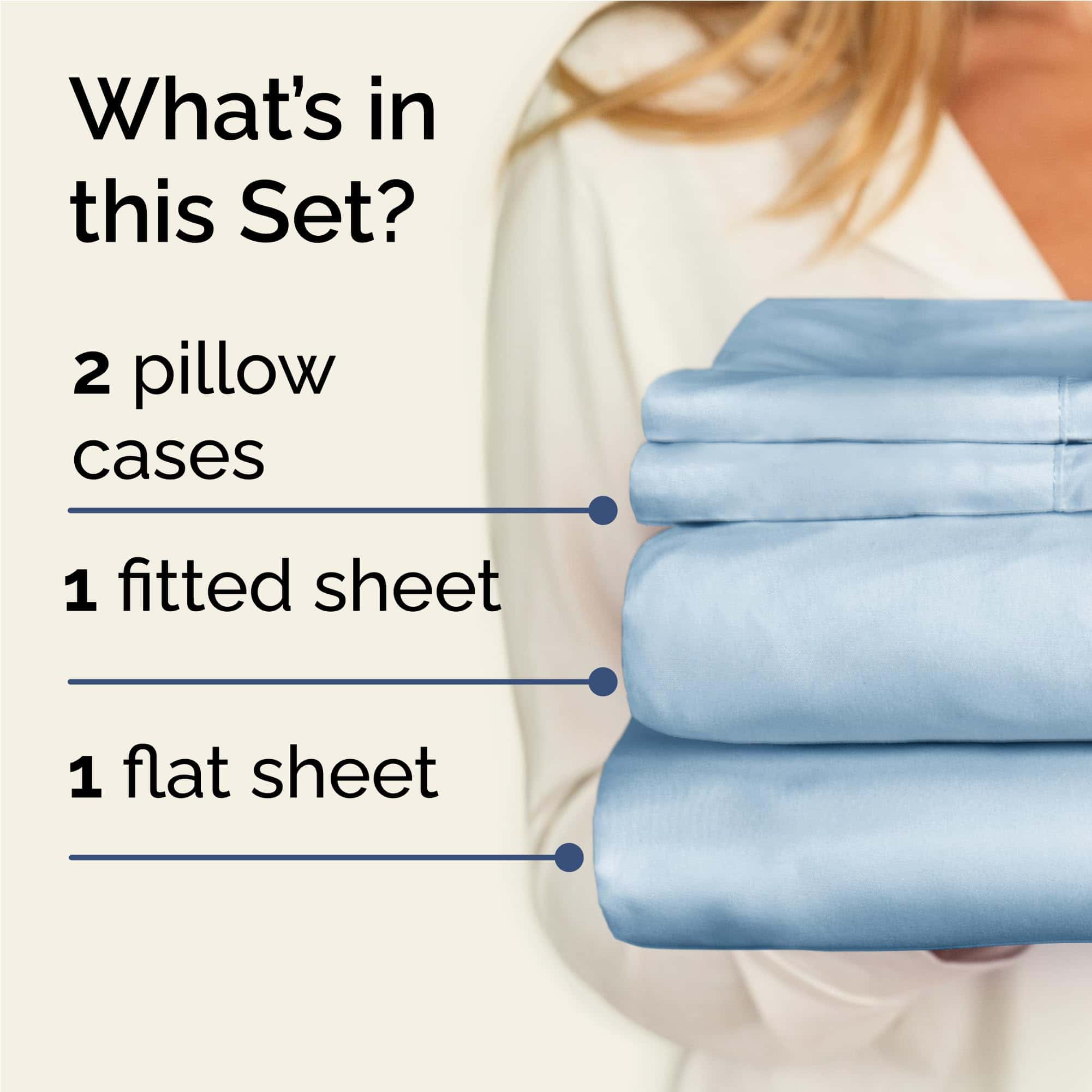 Juego de sábanas Twin XL de 4 piezas - Cómodas, -Azul Cielo - Imagen 3