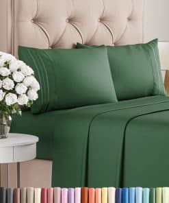 Juego de sábanas Twin de 4 piezas - Cómodo, -Verde Esmeralda