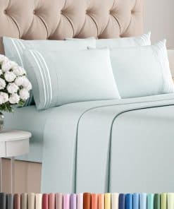 Juego de Sábanas Cal King de 6 Piezas - Cómodo, -Azul Hielo