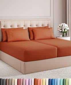 Juego de Sábanas Split King de 7 Piezas - Sábanas -Terracota