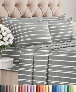 Juego de sábanas Cal King de 6 piezas - Cómodas, -Gris Rayas