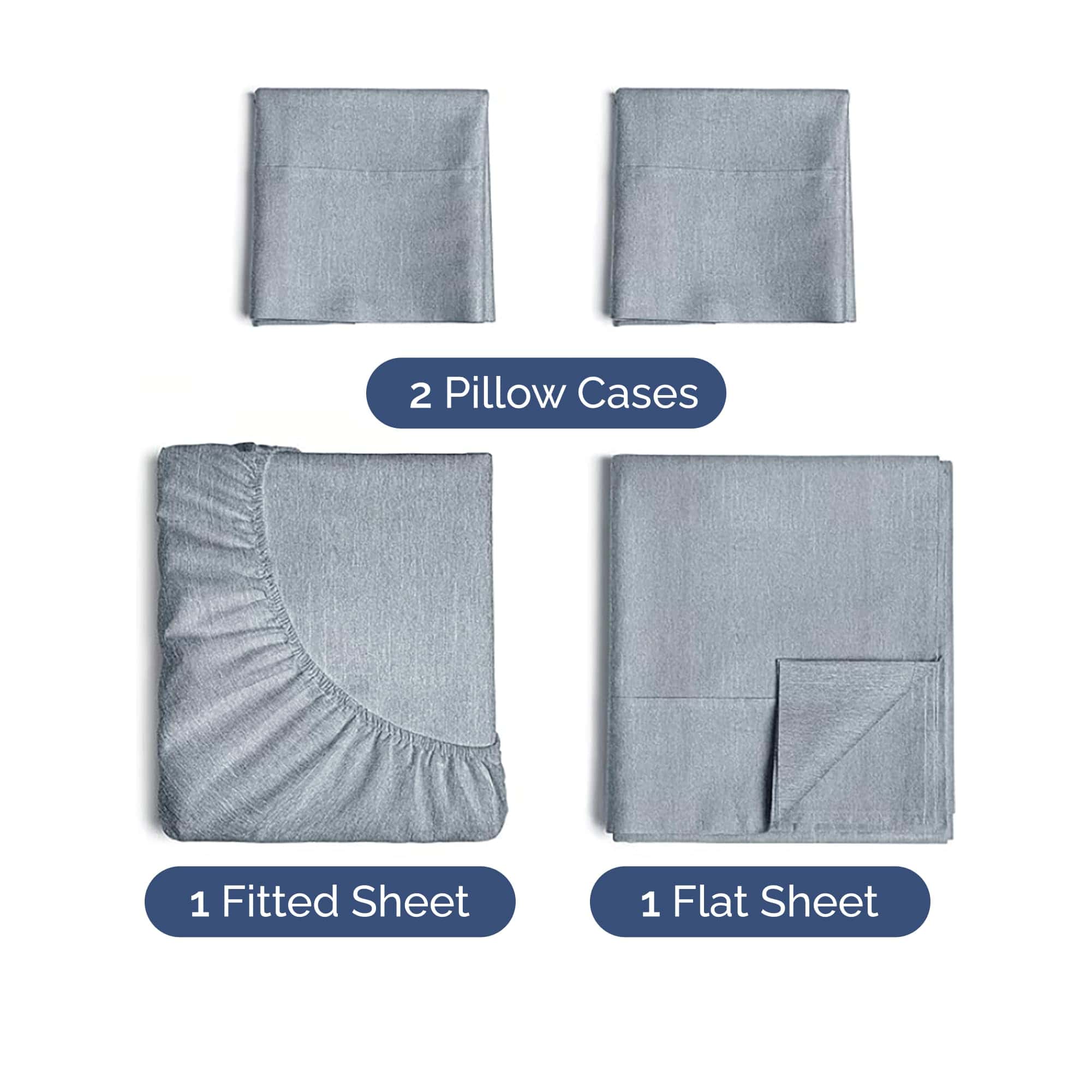 Juego de sábanas Twin XL de 4 piezas - Cómodas, -Azul jaspea - Imagen 3