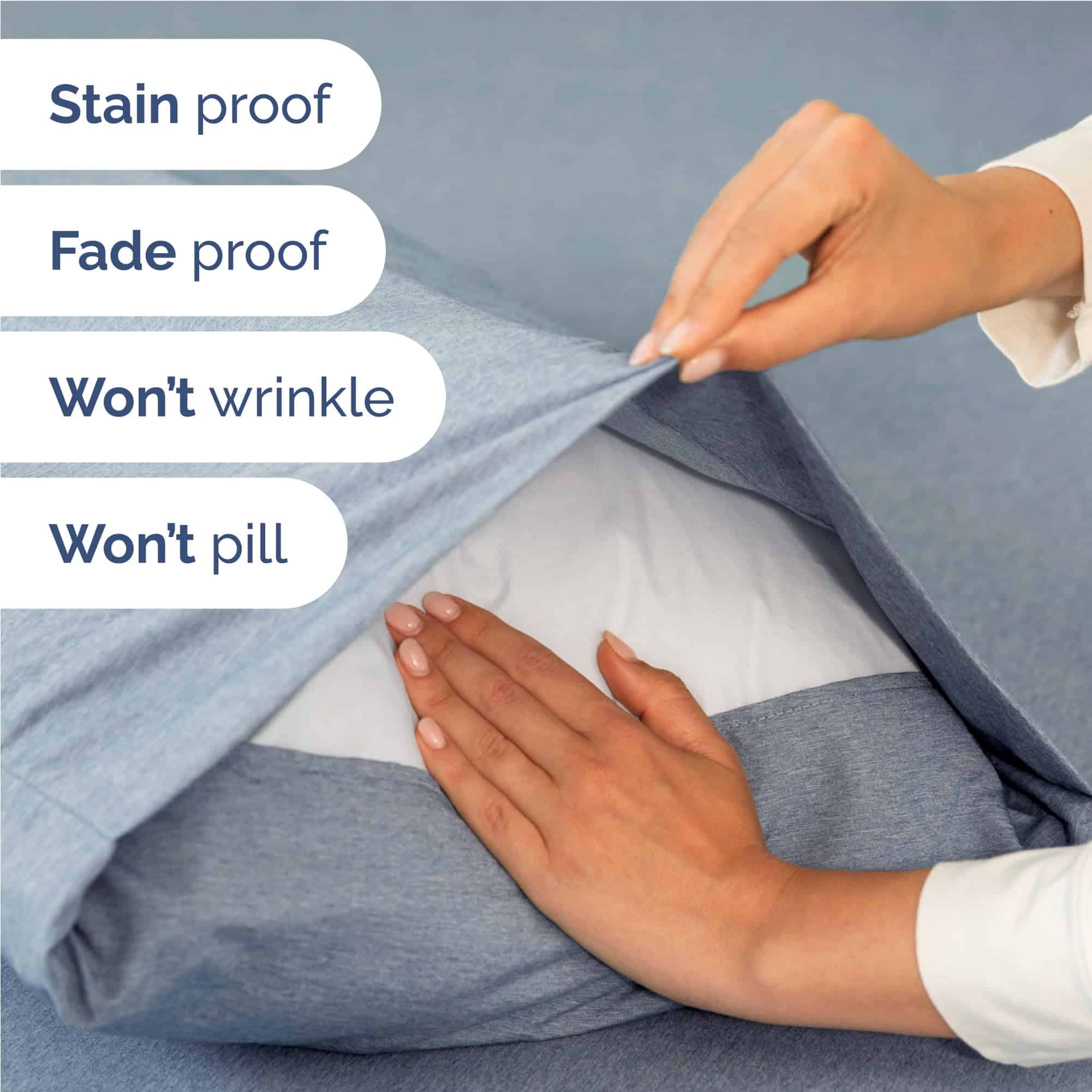 Juego de sábanas Twin XL de 4 piezas - Cómodas, -Azul jaspea - Imagen 6