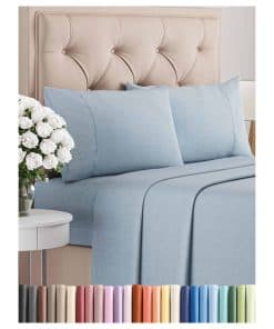 Juego de sábanas Twin XL de 4 piezas - Cómodas, -Azul jaspea