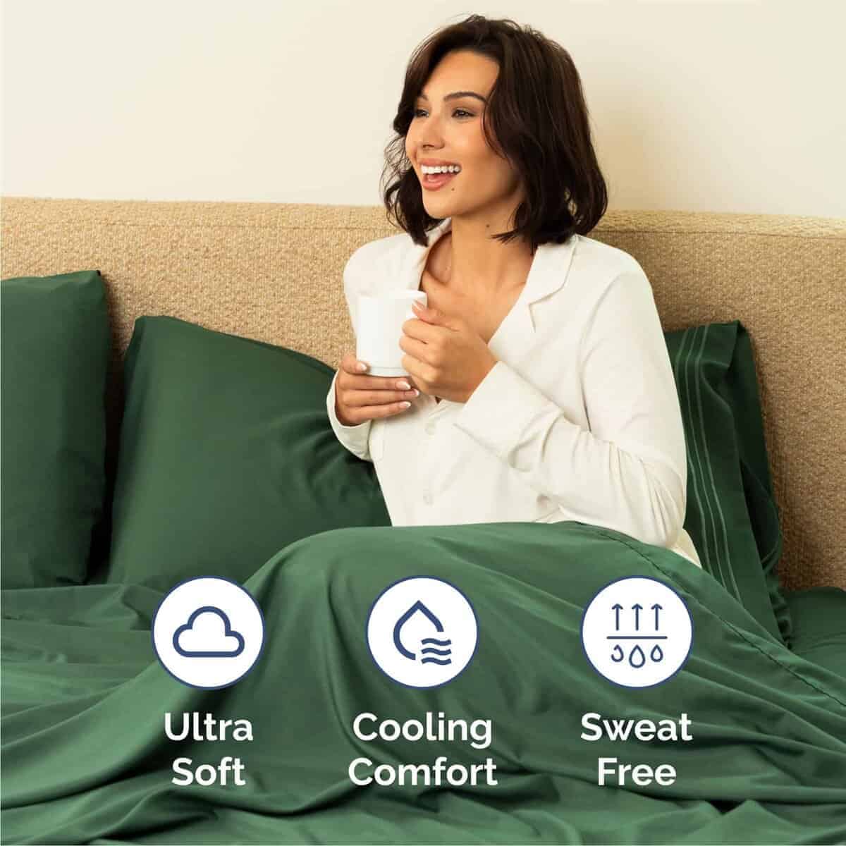 Juego de sábanas de 6 piezas Queen - Cómodas, -Esmeralda - Imagen 5