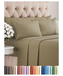 Juego de Sábanas Queen de 6 Piezas - Cómodas, -Khaki