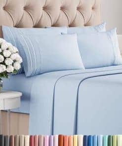 Juego de Sábanas California King de 6 -Azul Cielo