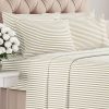 Juego de Sábanas Queen de 6 Piezas - Cómodas, -Beige Rayas