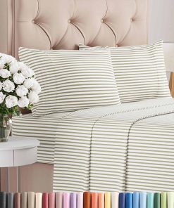 Juego de Sábanas Twin XL de 4 Piezas - Cómodas, -Beige Rayas