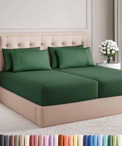 Juego de Sábanas Split King de 7 Piezas - Sábanas -Esmeralda
