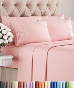 Juego de Sábanas Cal King de 6 Piezas - Sábanas -Rosa Bebé