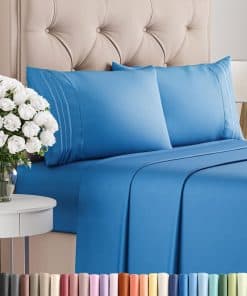 Juego de sábanas gemelas XL de 4 -Azul Real