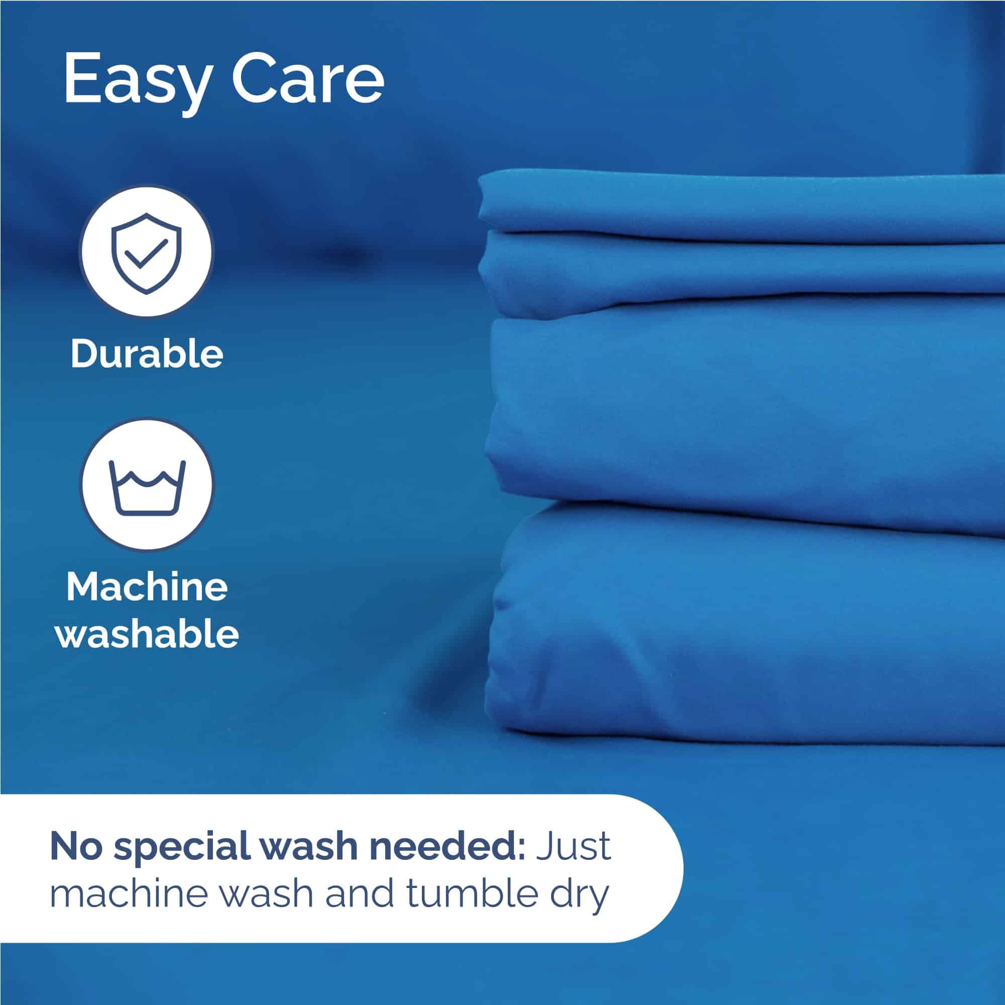 Juego de sábanas gemelas XL de 4 -Azul Real - Imagen 7