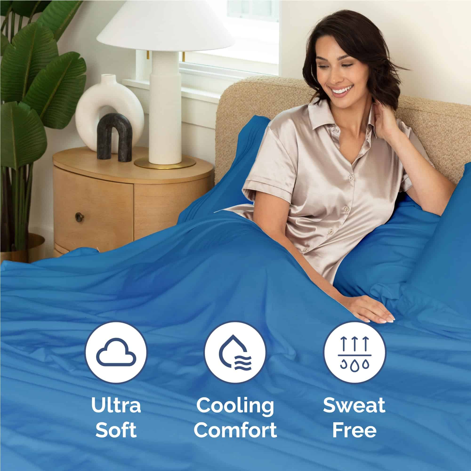 Juego de sábanas gemelas XL de 4 -Azul Real - Imagen 5