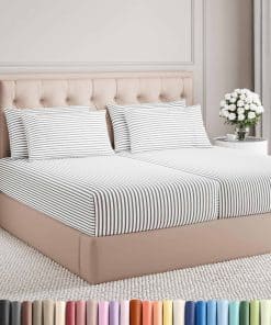 Juego de sábanas Split King de 7 piezas - Sábanas -Gris raya