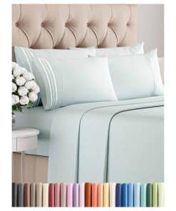 Juego de Sábanas King de 6 Piezas - Sábanas -Azul Hielo