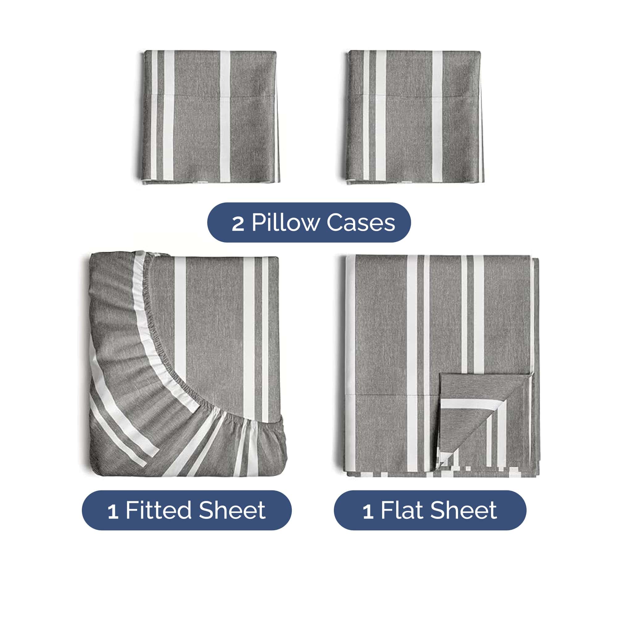 Juego de sábanas Twin XL de 4 piezas - Cómodas, -Gris - Imagen 3