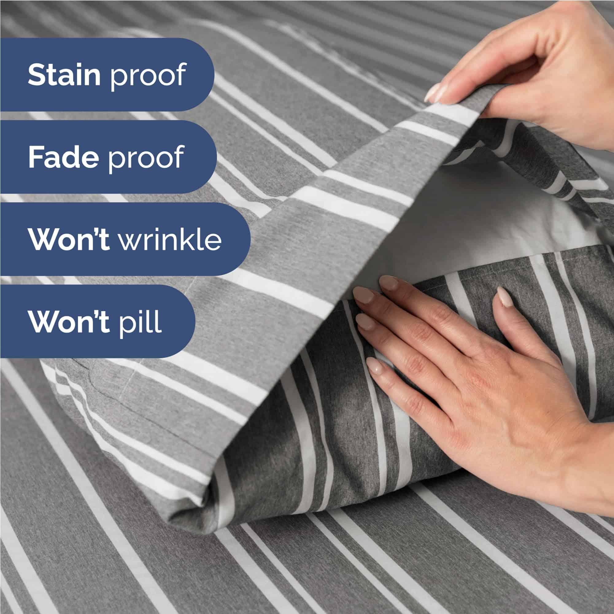 Juego de sábanas Twin XL de 4 piezas - Cómodas, -Gris - Imagen 6