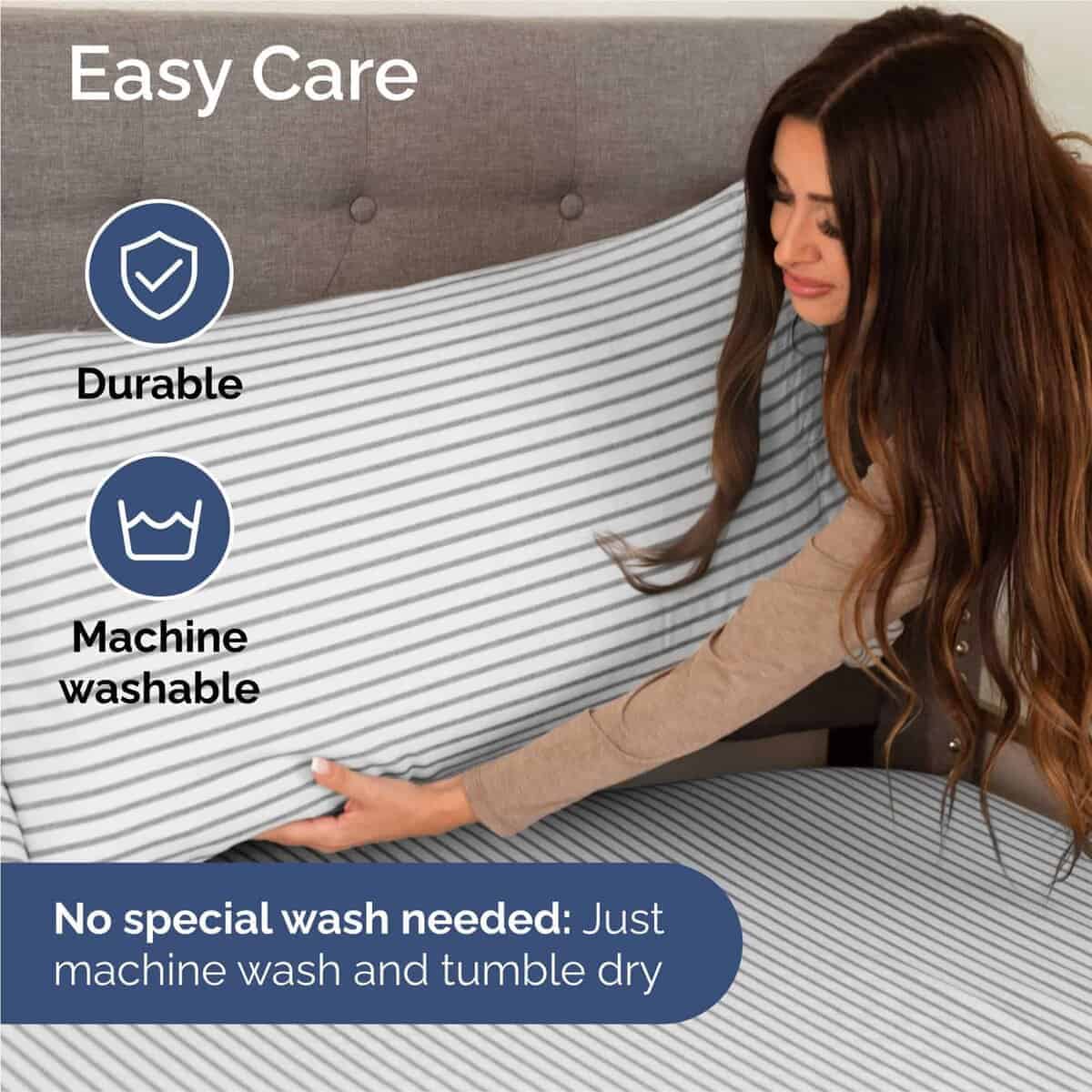 Juego de sábanas King de 6 piezas - Cómodas, -Gris Rayas - Imagen 7