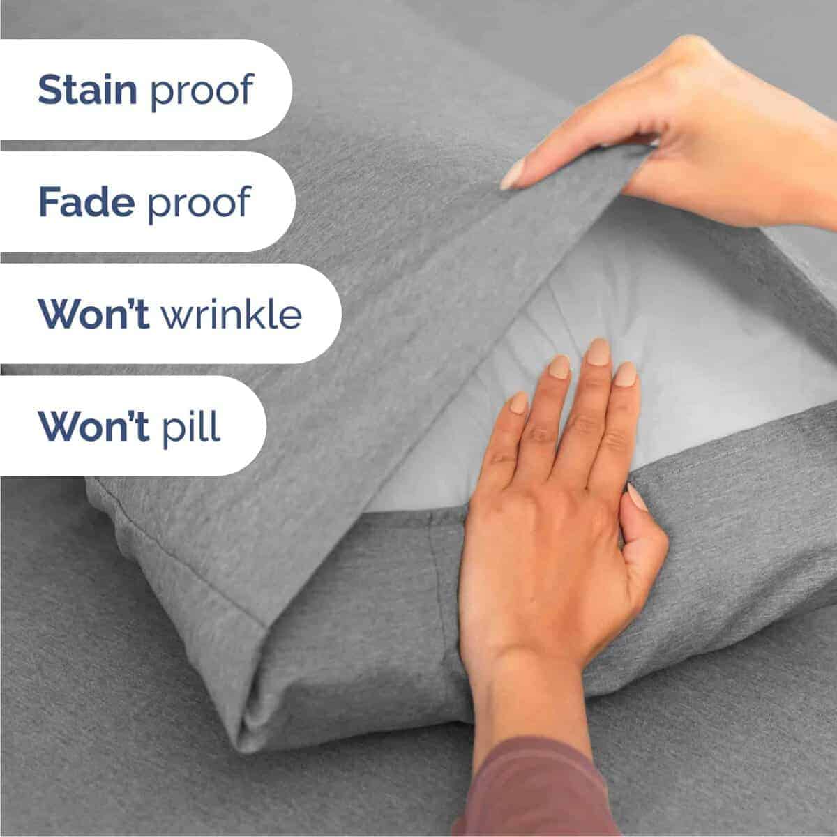 Juego de sábanas Cal King de 6 piezas - Sábanas -Gris Jaspea - Imagen 6