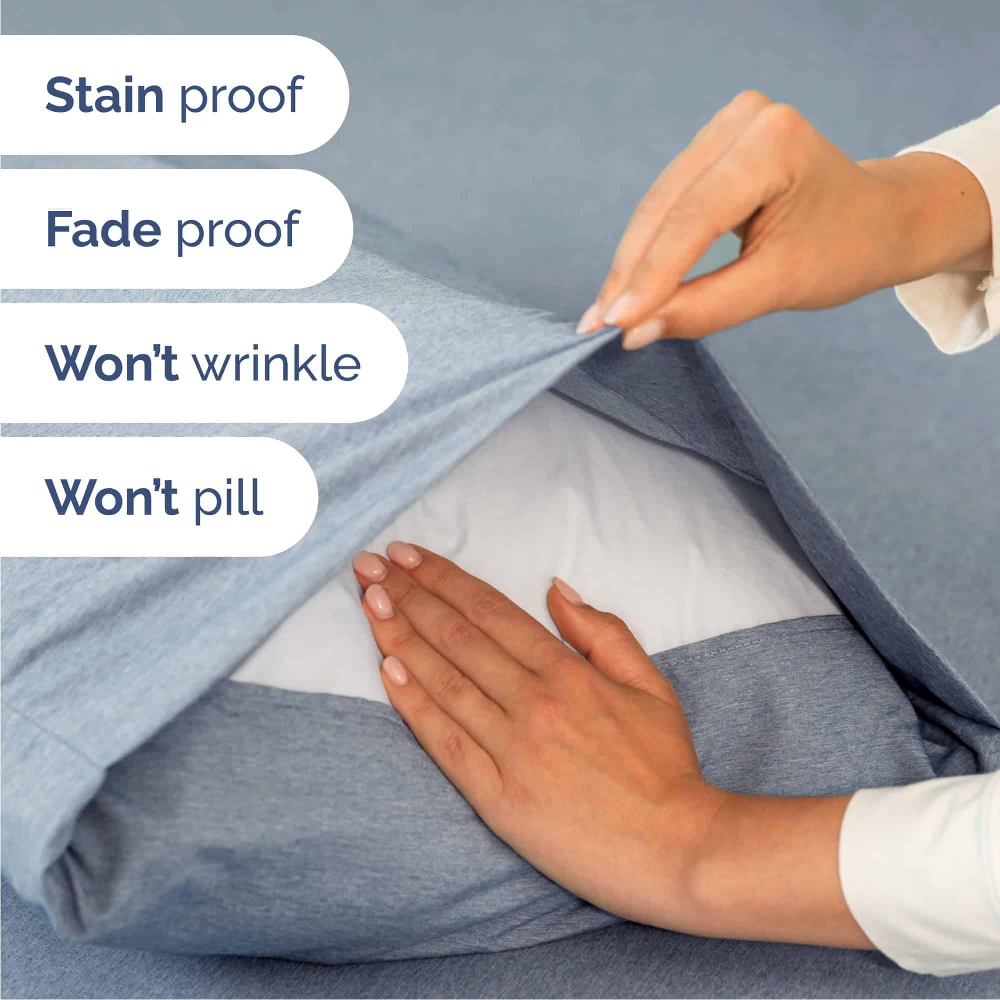 Juego de sábanas California King de 6 -Azul Jaspeado - Imagen 6