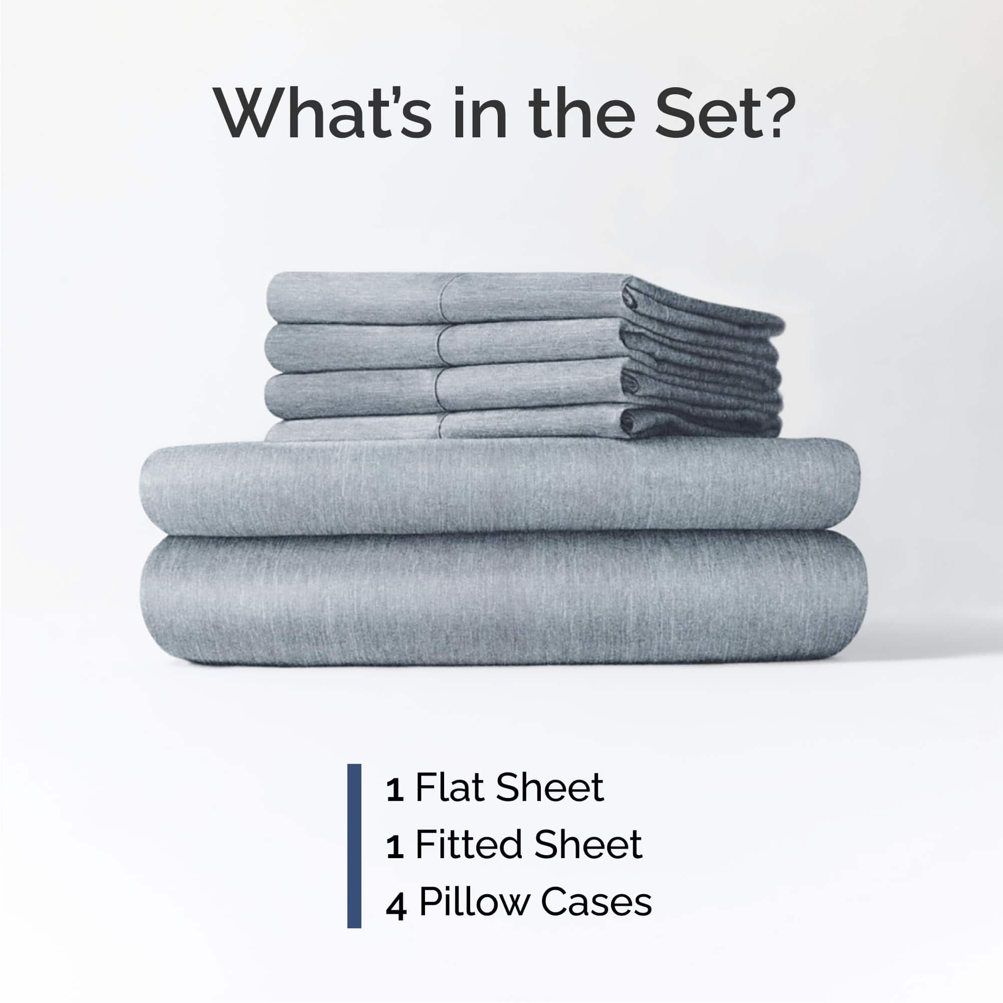 Juego de sábanas California King de 6 -Azul Jaspeado - Imagen 3