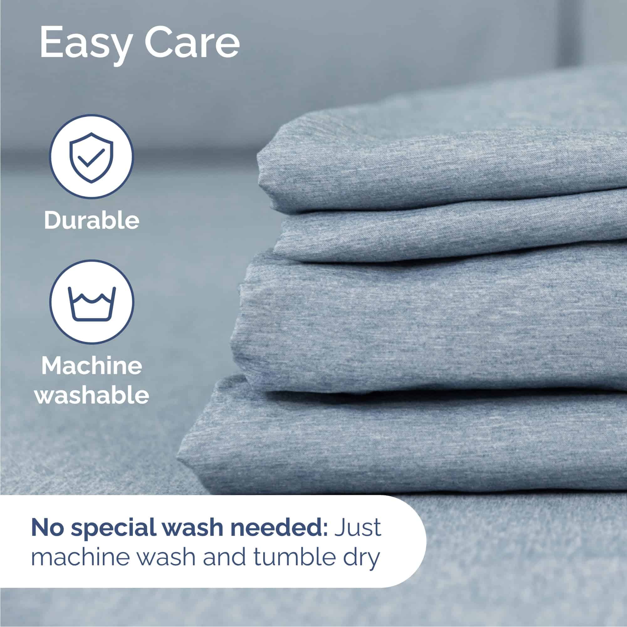 Juego de sábanas California King de 6 -Azul Jaspeado - Imagen 7