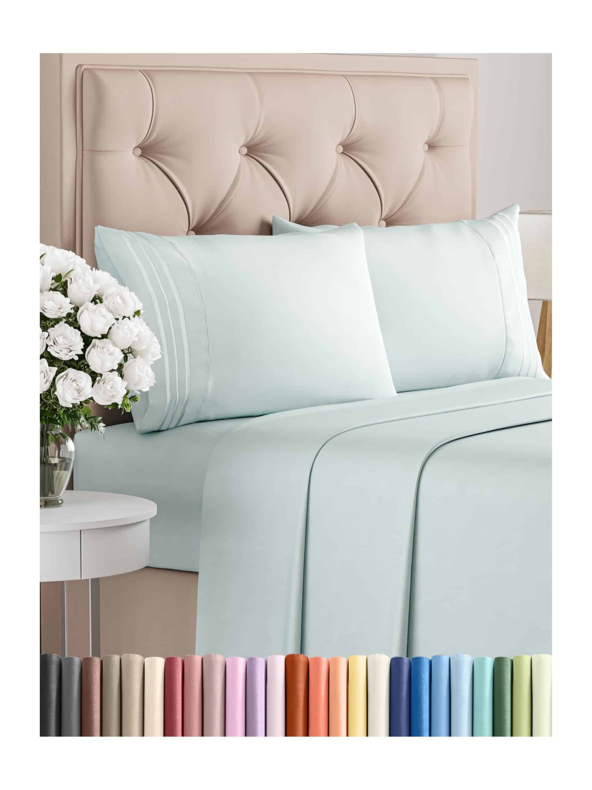 Juego de sábanas Twin XL de 4 piezas - Cómodo, -Azul hielo