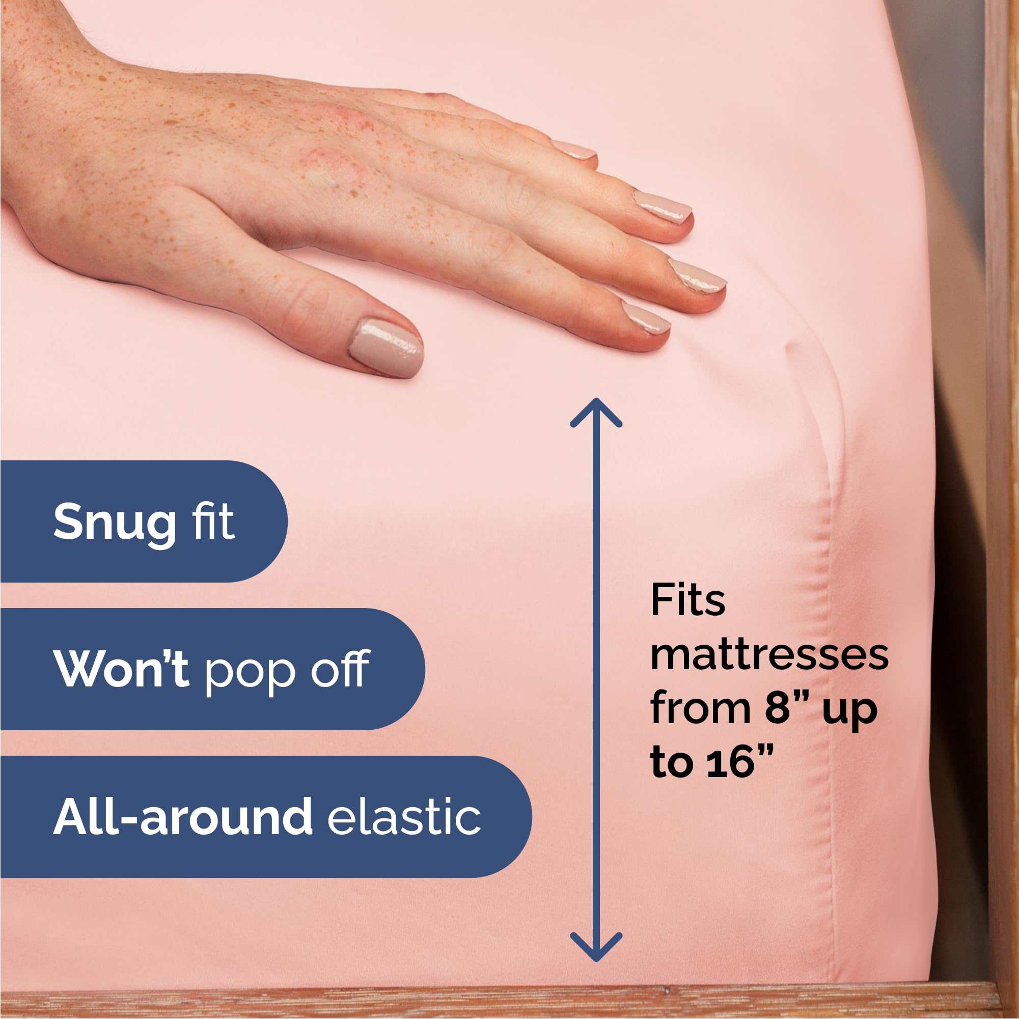 Juego de Sábanas Cal King de 6 Piezas - Sábanas -Rosa Bebé - Imagen 4