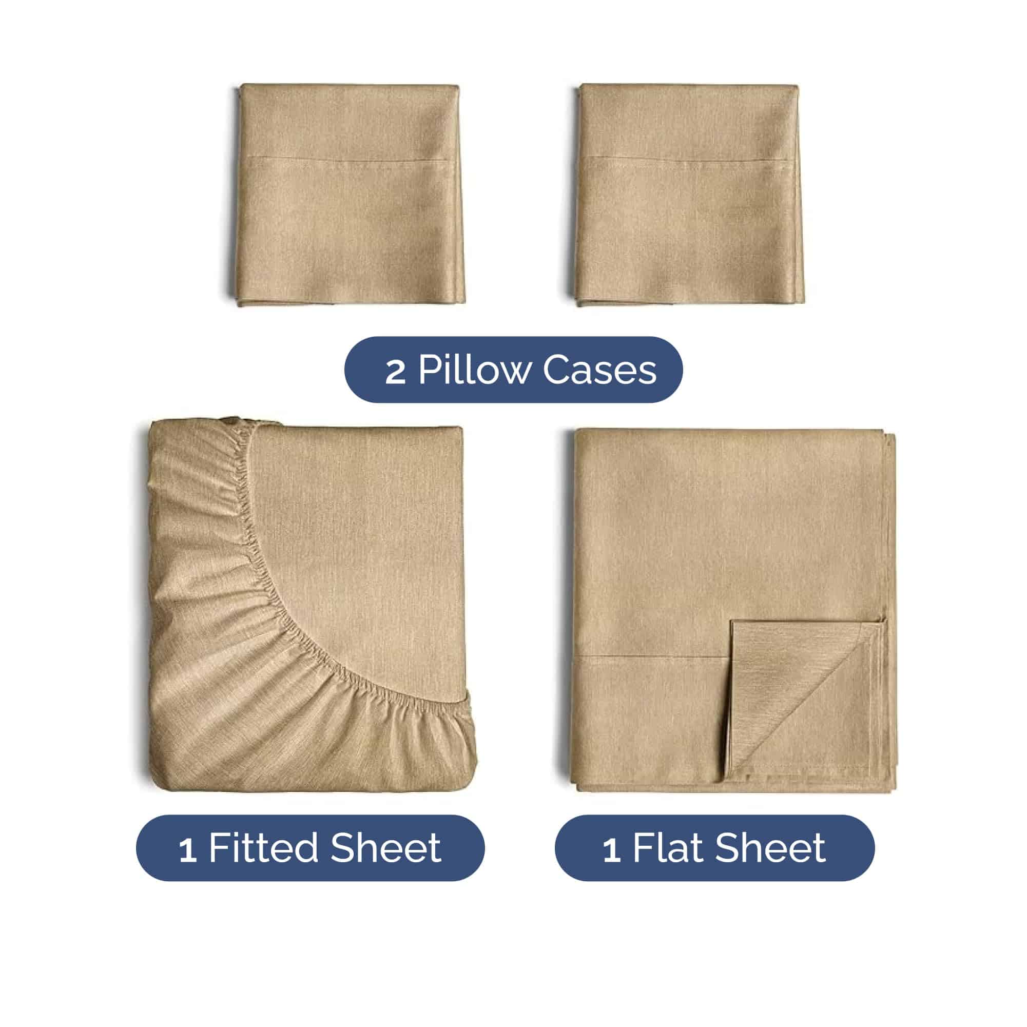 Juego de sábanas Twin XL de 4 piezas - Cómodas, -Beige Jaspe - Imagen 3