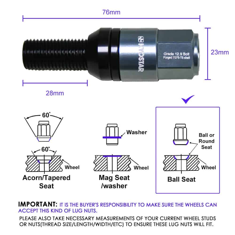 Perno de rueda cónica de aluminio de extremo cerrado para - Imagen 6