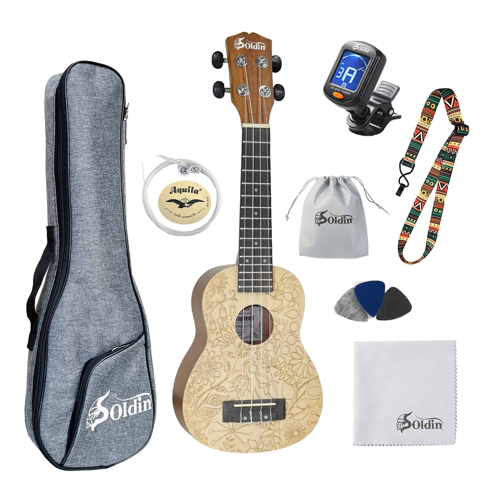 Ukulele de la serie Soldin Artist con tapa de abeto macizo