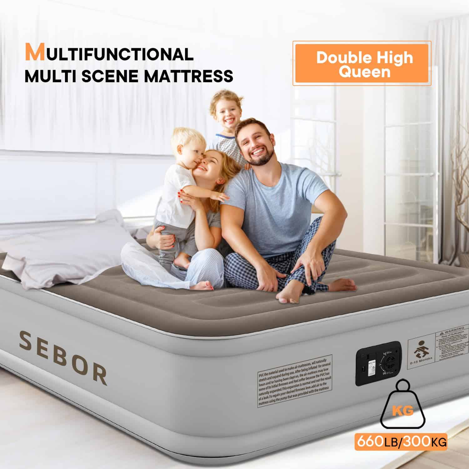 Colchón de Aire Sebor Luxury Queen con Bomba Incorporada, - Imagen 8