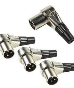HQRP 4-Pack Conector Macho XLR de Ángulo Recto Ajustable de