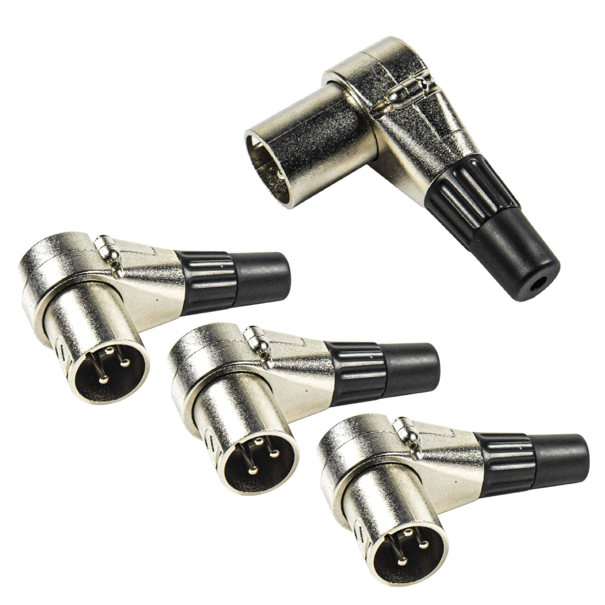 HQRP 4-Pack Conector Macho XLR de Ángulo Recto Ajustable de