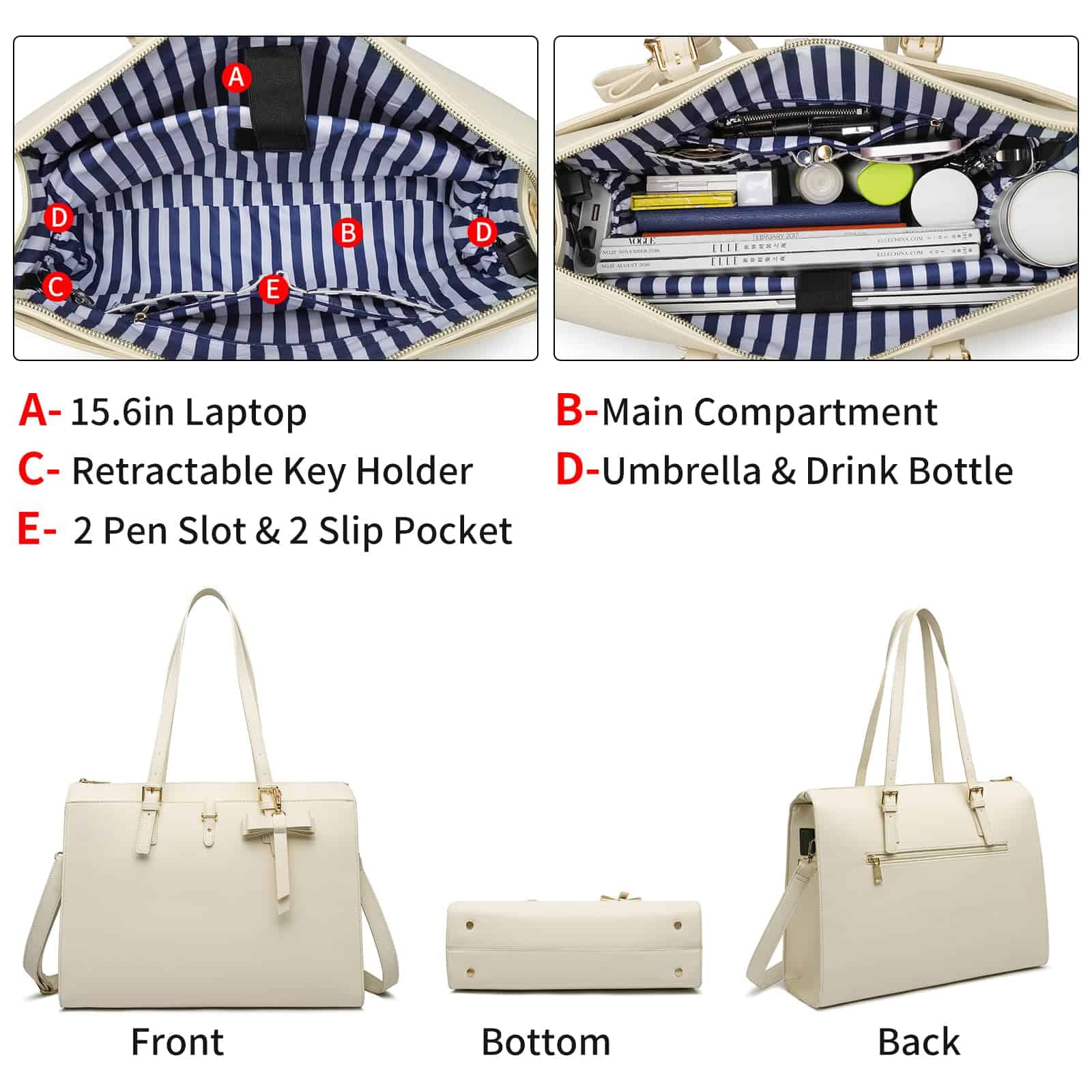 Bolso Tote para Laptop Keyli para Mujer Regalos de Navidad - Imagen 5