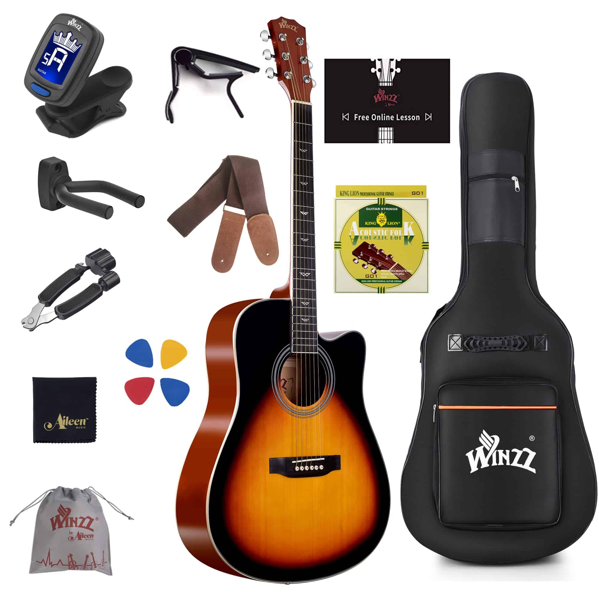 Guitarra Acústica WINZZ para Adultos Principiantes con Kit