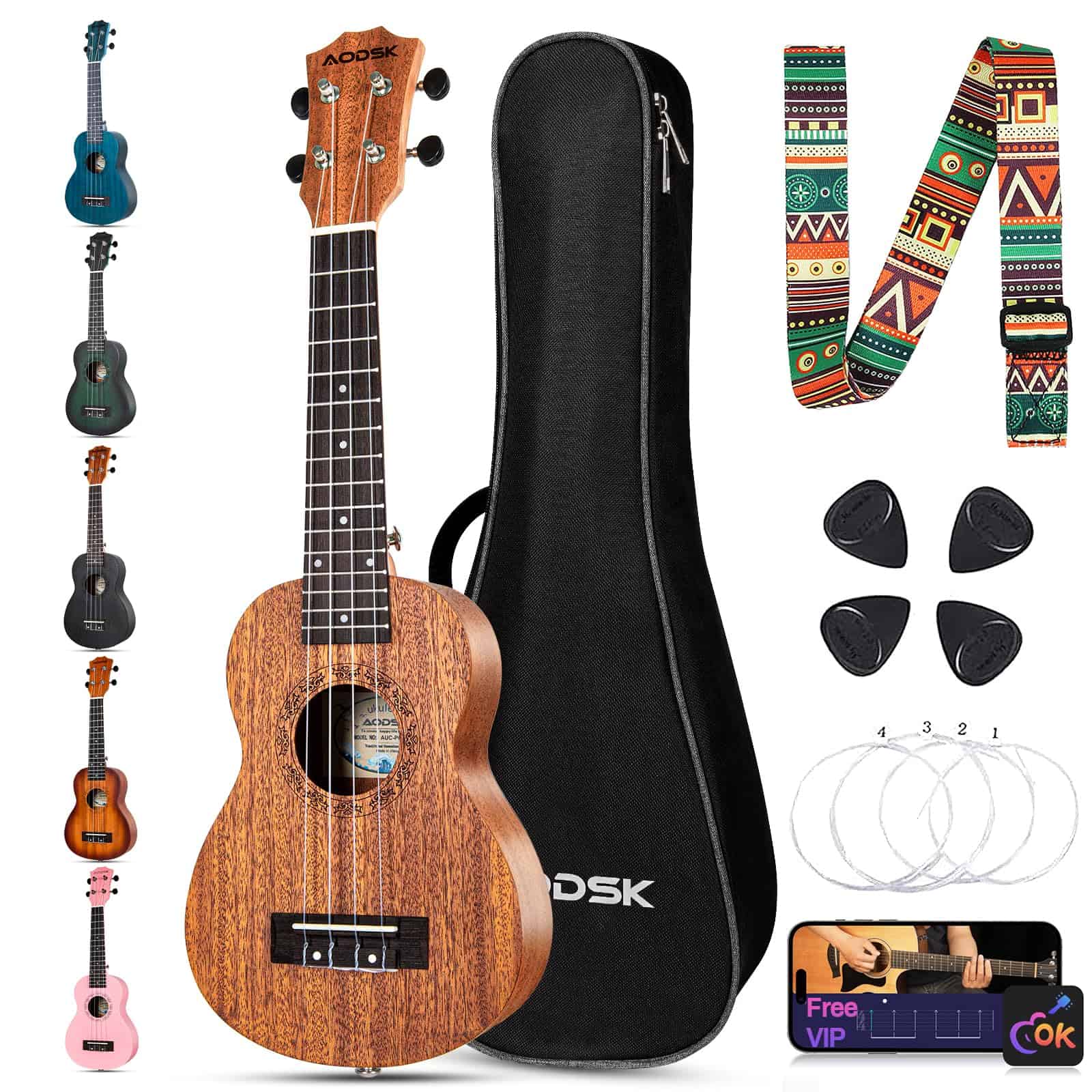 Ukulele AODSK para principiantes, kit de -e ukelele