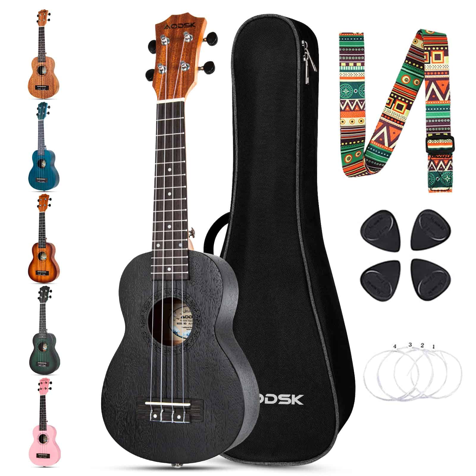Ukulele AODSK para Principiantes, Kit de Inicio con Funda,